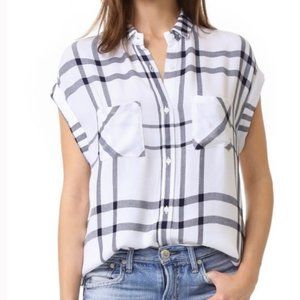 Rails Britt Button Down Shirt White Black Plaid XS